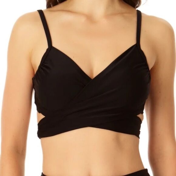 Copper Control Women's Cross Front Bra Swim Top Black M NWT IN PACKAGING - Picture 1 of 4